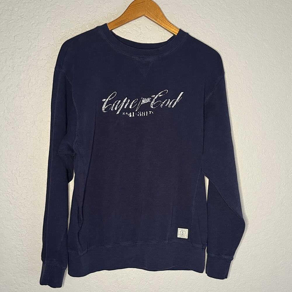 Cuffy’s Cape Cod Sweatshirt Navy Blue Cotton Large Nautical Coastal Mass